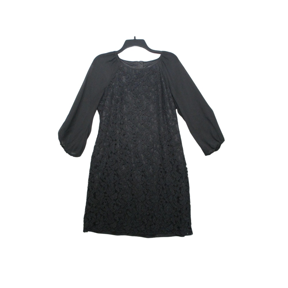 Adrianna Papell Black Elegant Lace Overlay Classic Cocktail Shift Dress Size 12 - Picture 2 of 16